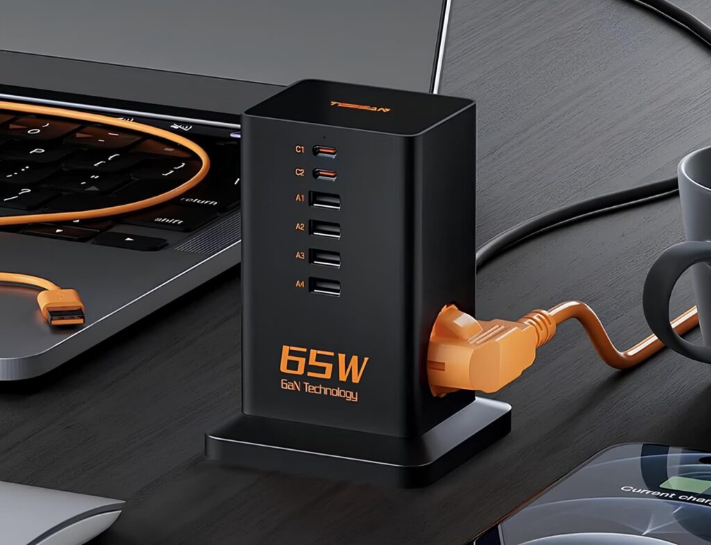 Πολύμπριζα Power Strip Tessan 8 In 1 Gan 3Xschuko 4Xusb 2Xtyp