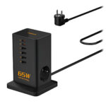 Πολύμπριζα Power Strip Tessan 8 In 1 Gan 3Xschuko 4Xusb 2Xtyp