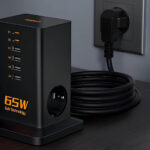 Πολύμπριζα Power Strip Tessan 8 In 1 Gan 3Xschuko 4Xusb 2Xtyp
