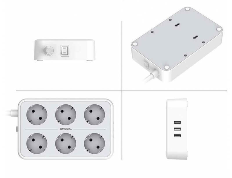 Πολύμπριζα Power Strip Tessan 9 In 1 Ts-303