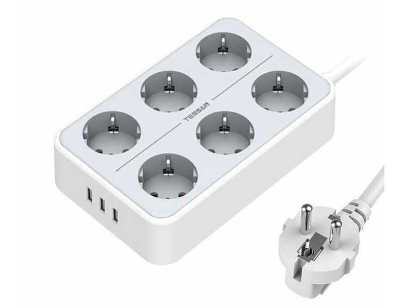 Πολύμπριζα Power Strip Tessan 9 In 1 Ts-303