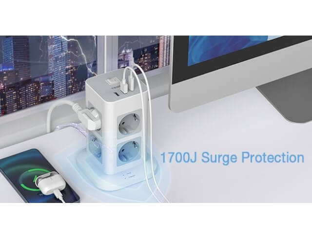 Πολύμπριζα Tower Surge Protector Tessan 11 In 1 Tps03-De-C