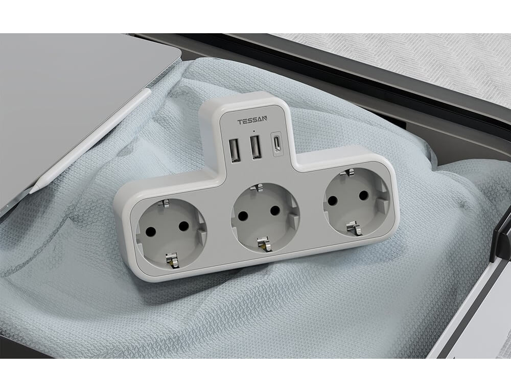 Πολύμπριζα Wall Socket Tessan 6 In 1 Ts-323-De-C
