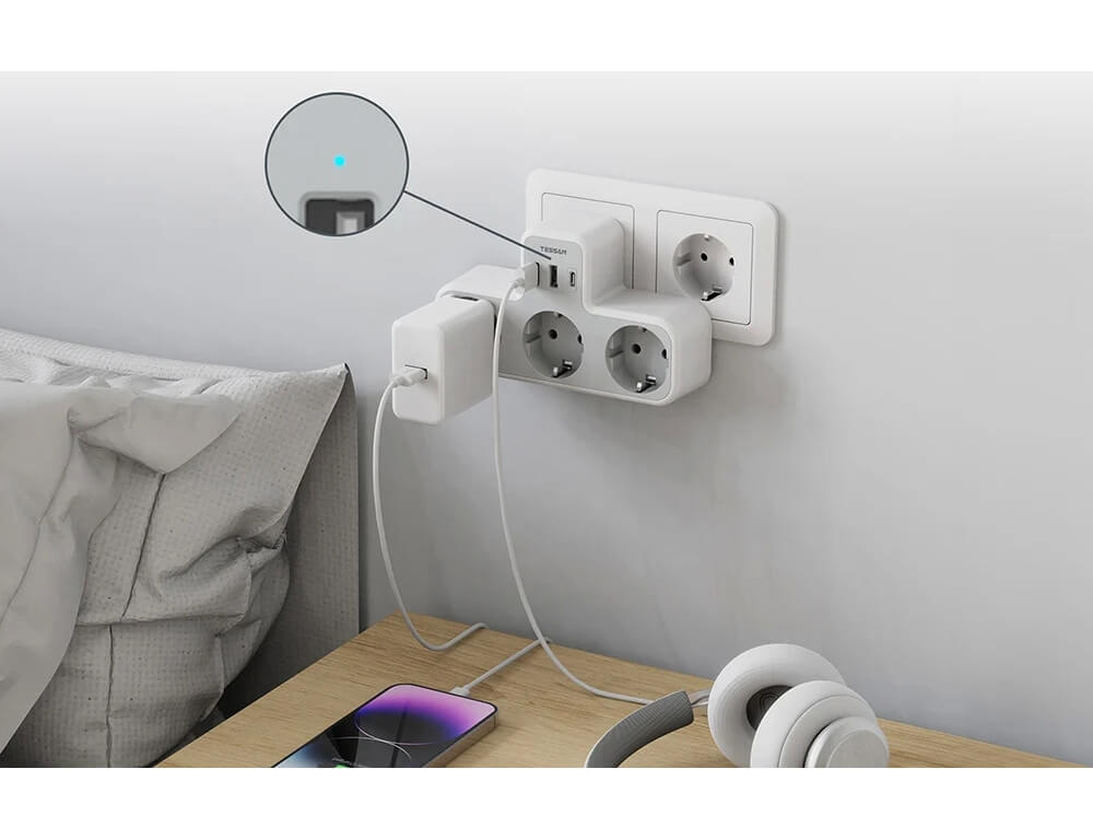Πολύμπριζα Wall Socket Tessan 6 In 1 Ts-323-De-C