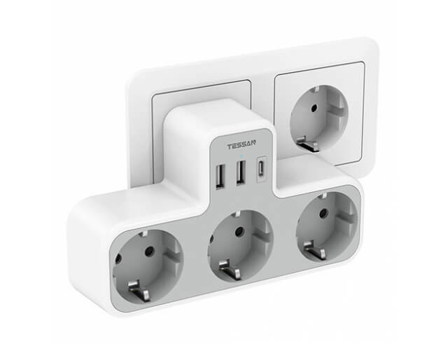 Πολύμπριζα Wall Socket Tessan 6 In 1 Ts-323-De-C